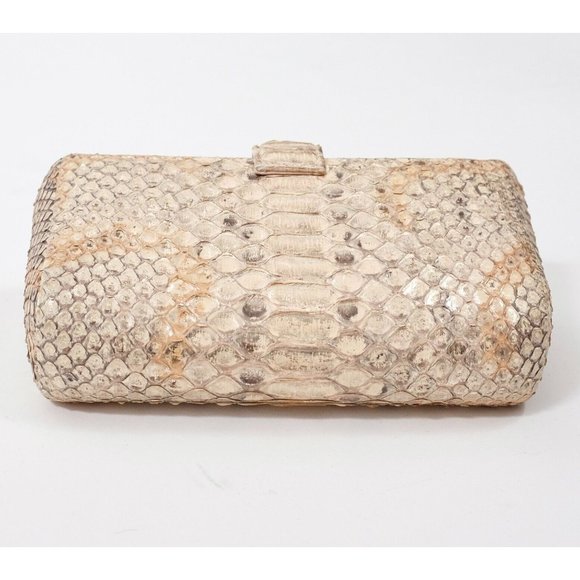 Chanel mini 0 phone bag gold pink python snakeskin on chain crossbody clutch - Picture 7 of 16